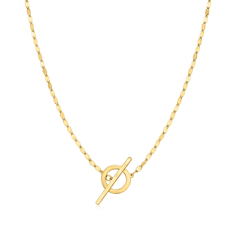 14kt yellow gold Lumachina-chain toggle necklace with O-and-bar clasp