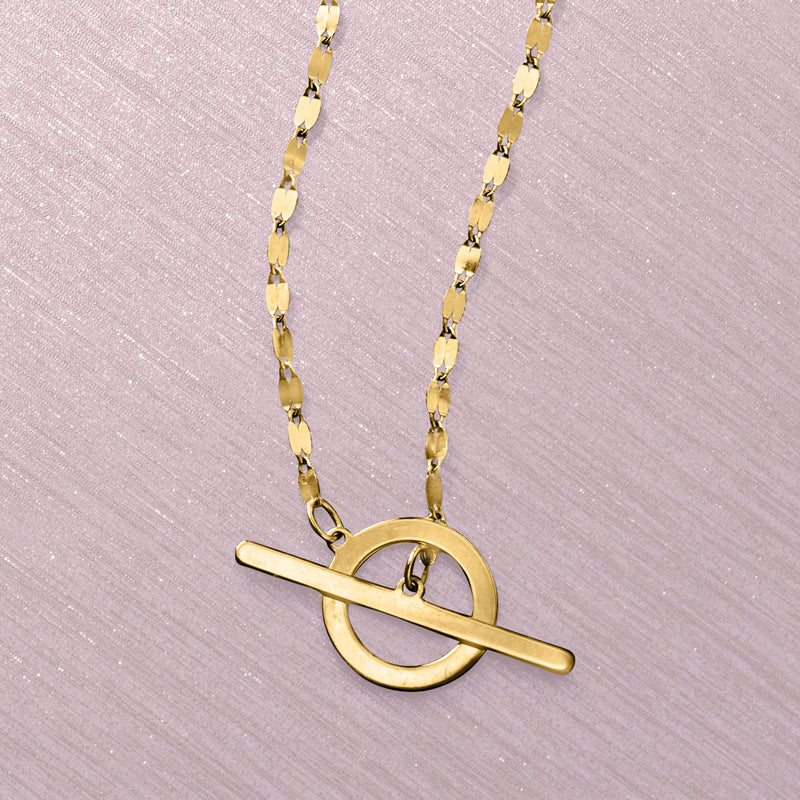 14kt yellow gold chain necklace with lumachina toggle clasp detail