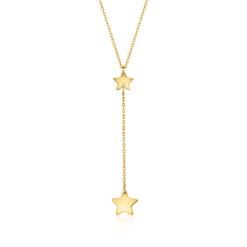 14kt yellow gold Y-necklace with two dangling star charms