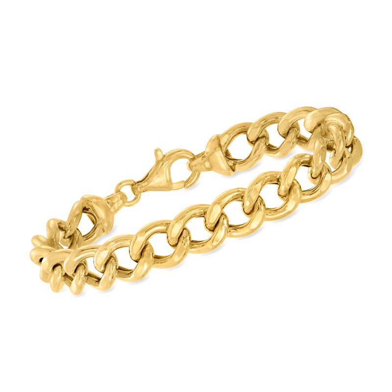 18kt gold over sterling curb-link bracelet with interlocking oval links