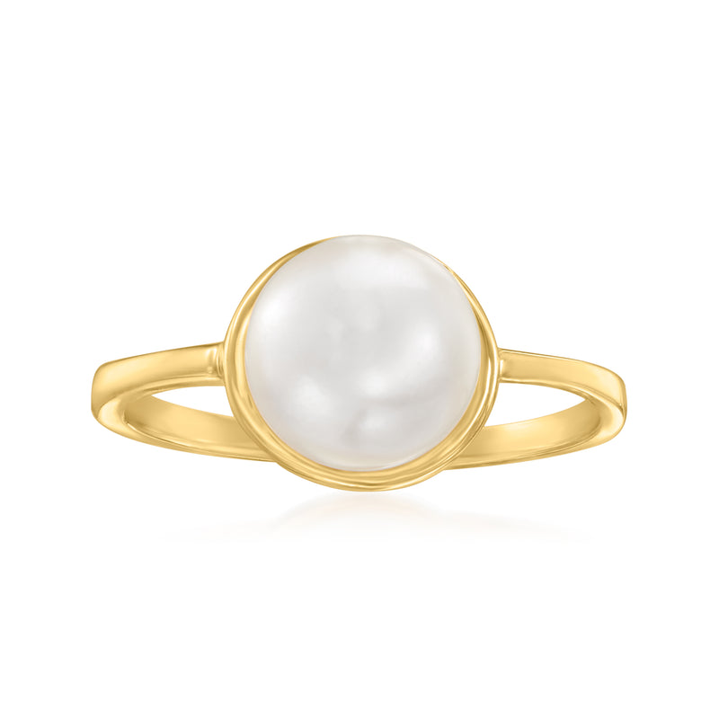 14kt yellow gold ring with round white cultured pearl