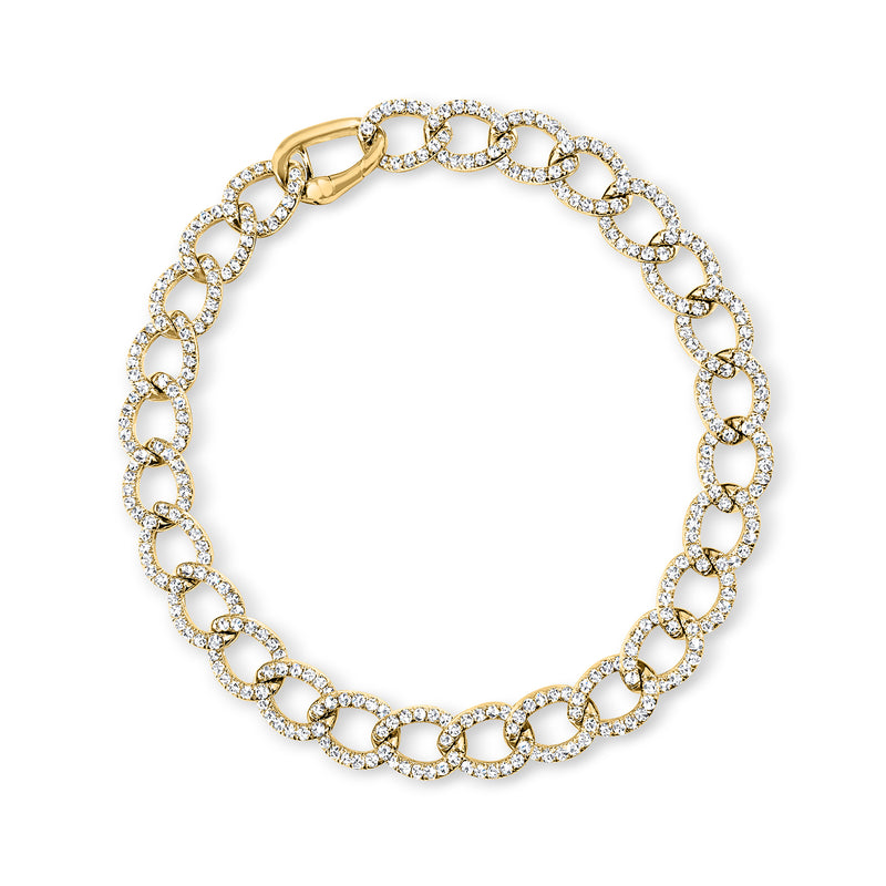 Diamond curb-link bracelet in 14kt yellow gold