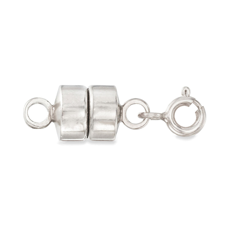 Sterling silver barrel clasp connector with two side rings and central hinge