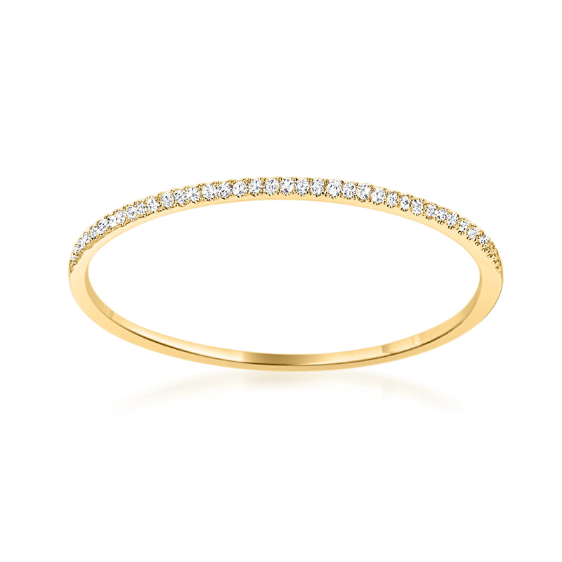 Diamond bangle bracelet in 14kt yellow gold with pavé stones across the top