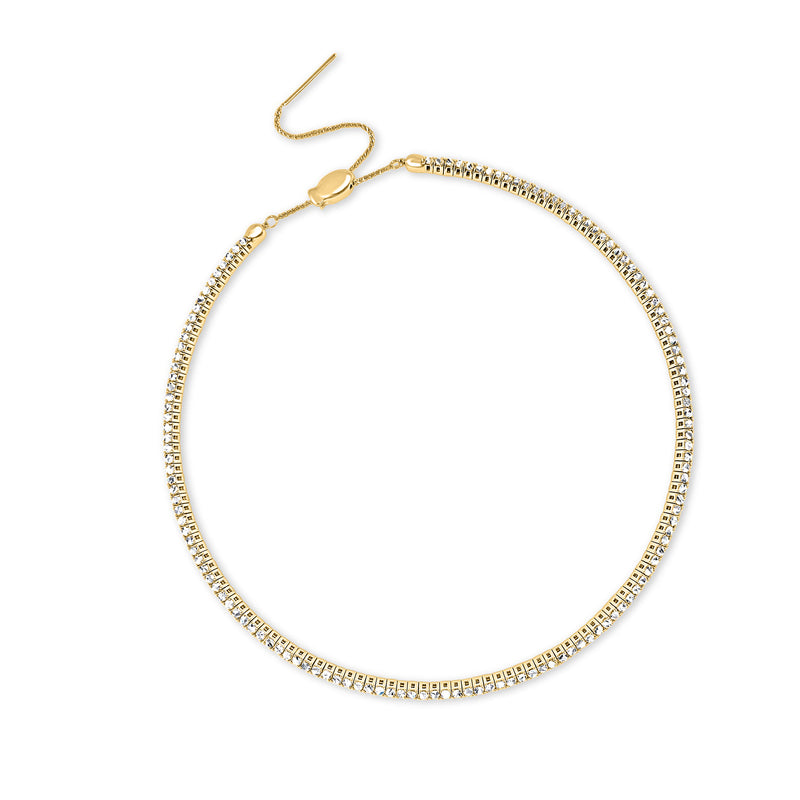 14kt yellow gold diamond tennis choker necklace with adjustable clasp