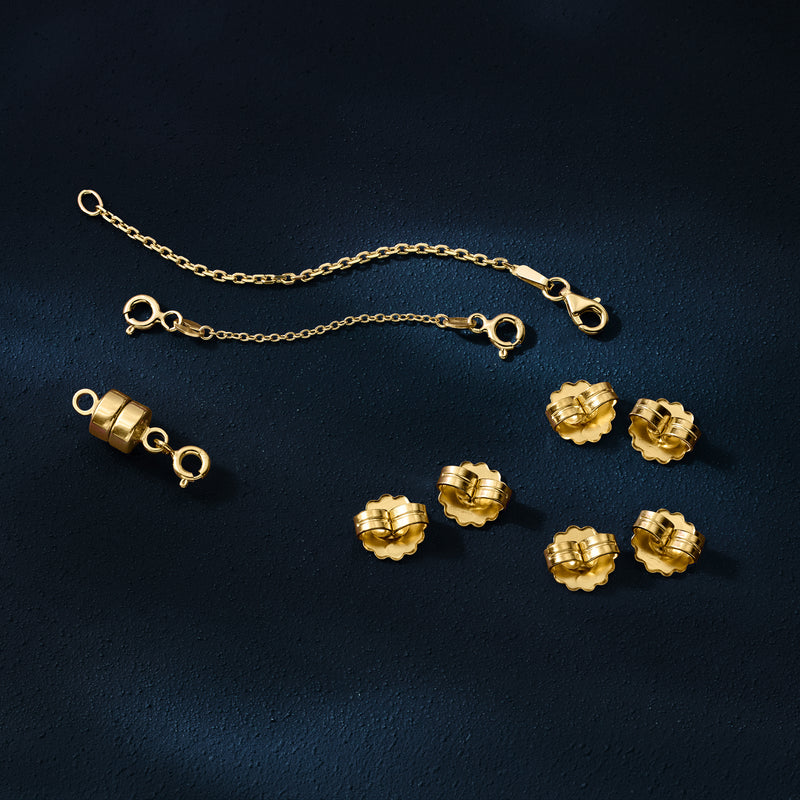 Gold over sterling bracelet with chain extension plus flower stud earrings