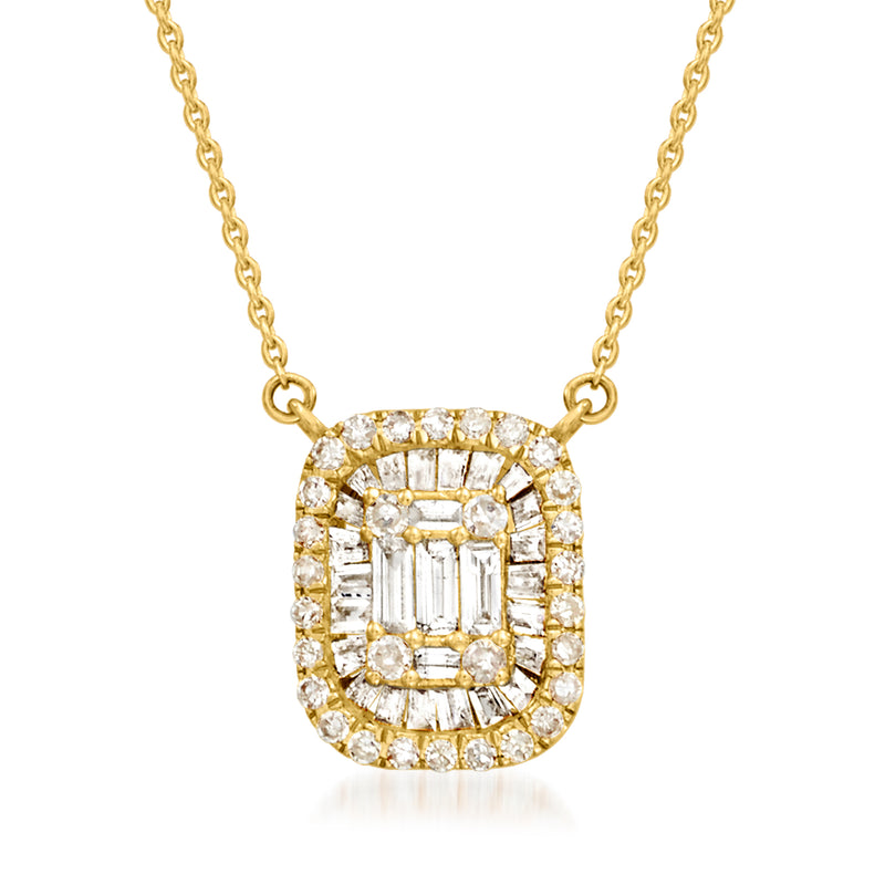 14kt yellow gold diamond cluster necklace with oval halo pendant, round diamonds