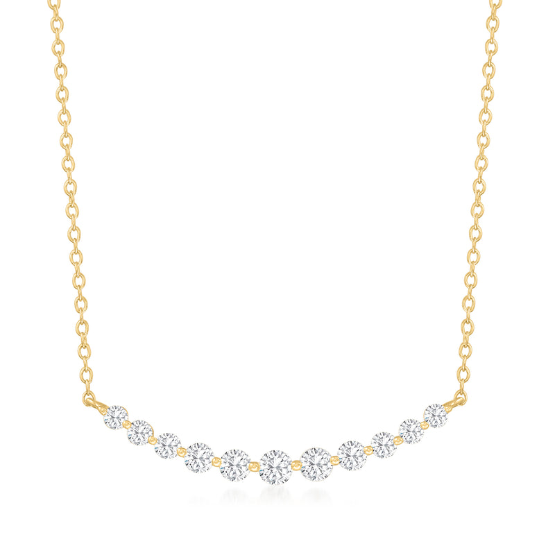 14kt yellow gold diamond crescent necklace with graduated oval links