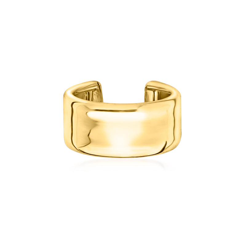 10kt yellow gold single ear cuff, polished curved open band