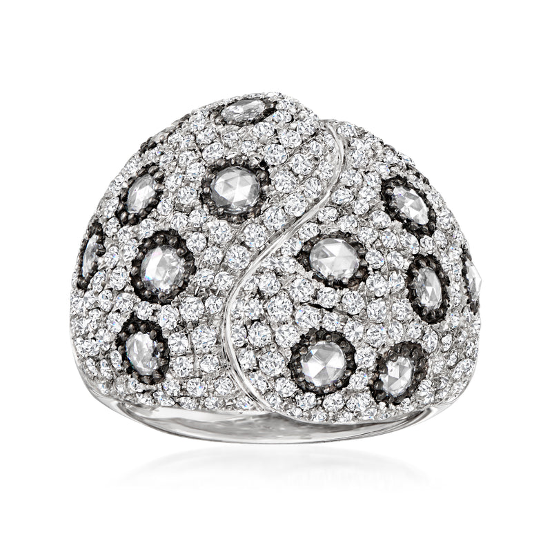 18kt white gold diamond polka-dot ring with round bezel-set stones