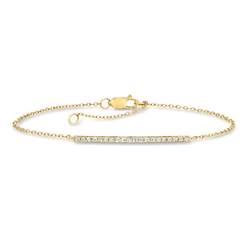 14kt yellow gold diamond bar bracelet with adjustable chain