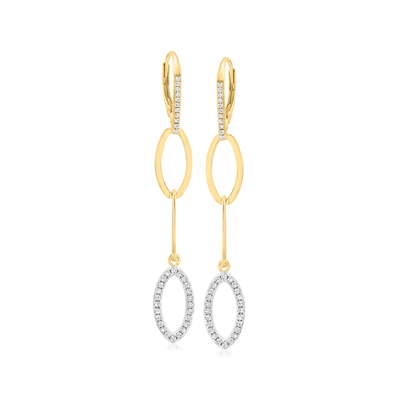 Charles Garnier Marquise two-tone sterling leverback CZ drop earrings with oval dangles