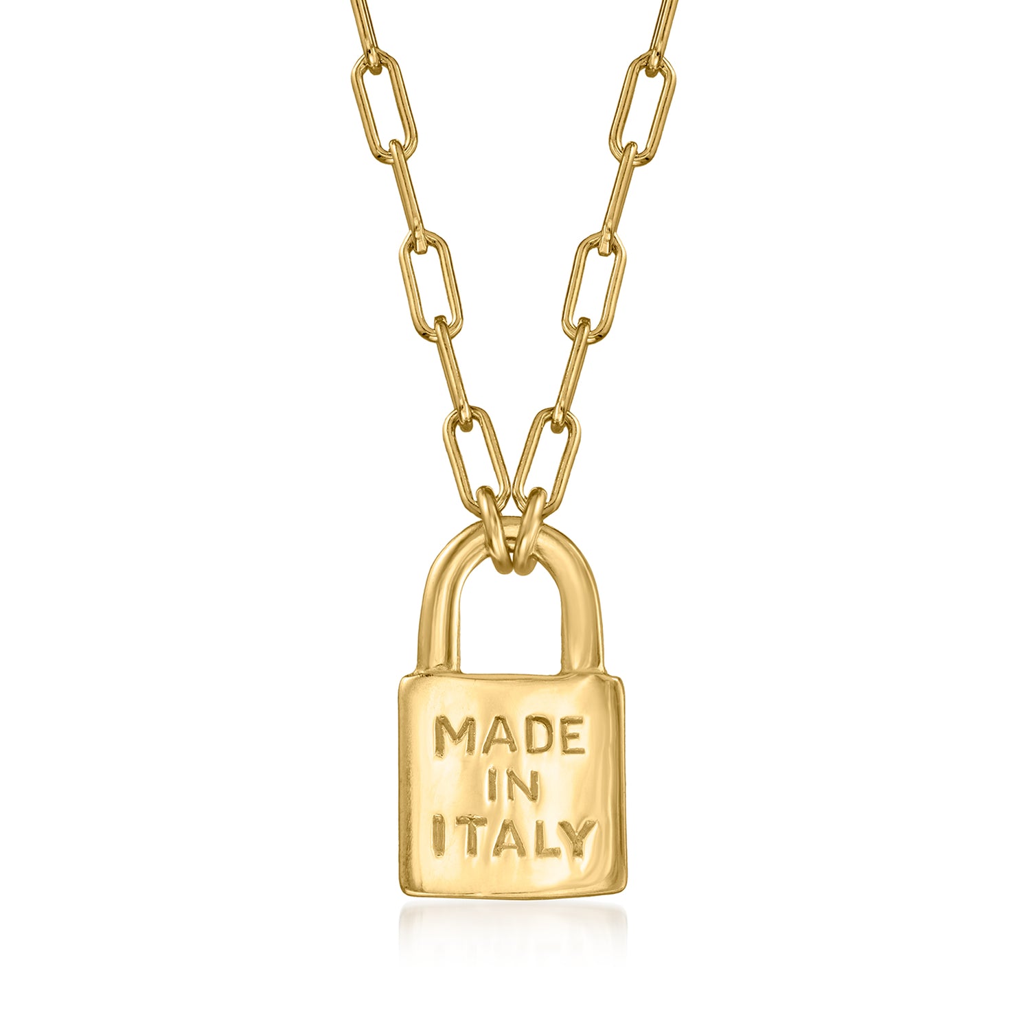 Italian 18kt Gold Over Sterling "Made in Italy" Lock Necklace