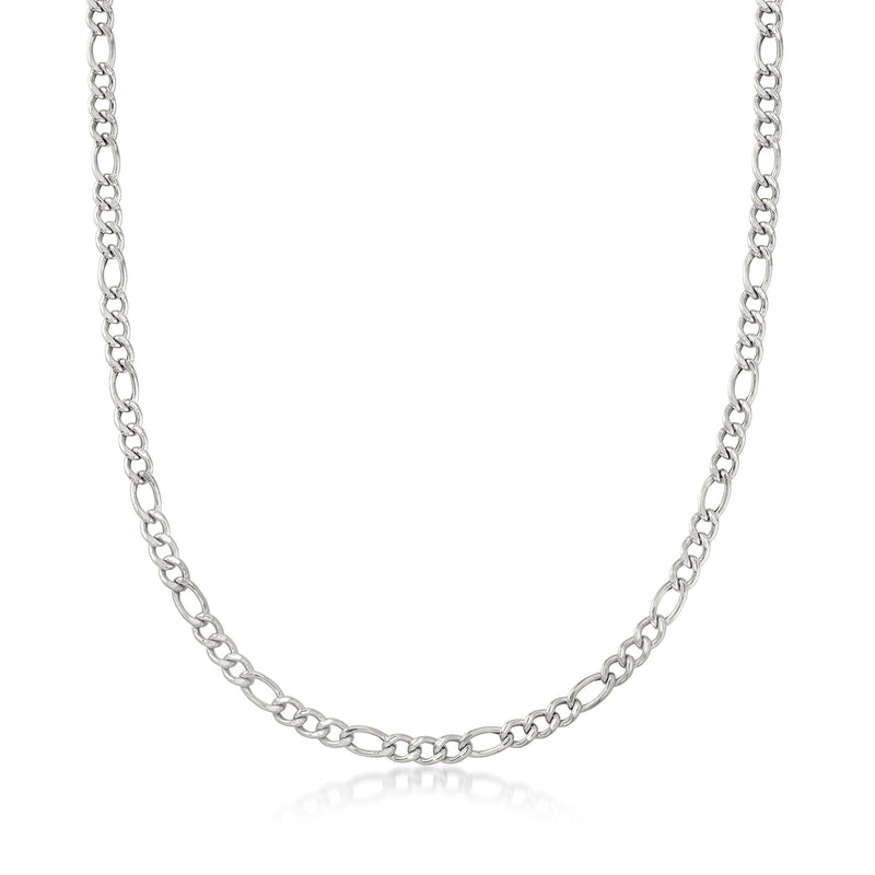 Sterling silver Figaro-link necklace with oval and rounded chain links