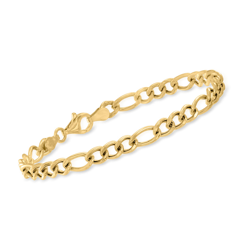 Gold-tone Figaro-link bracelet with chunky oval and bar links
