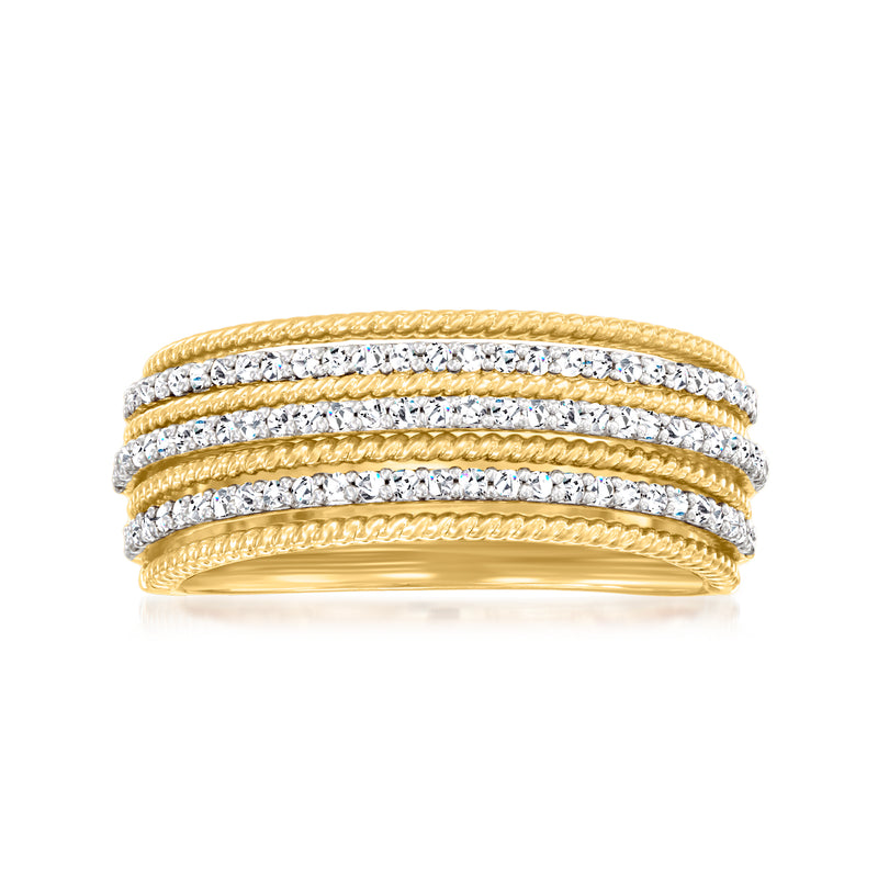 14kt yellow gold diamond beaded stripe ring