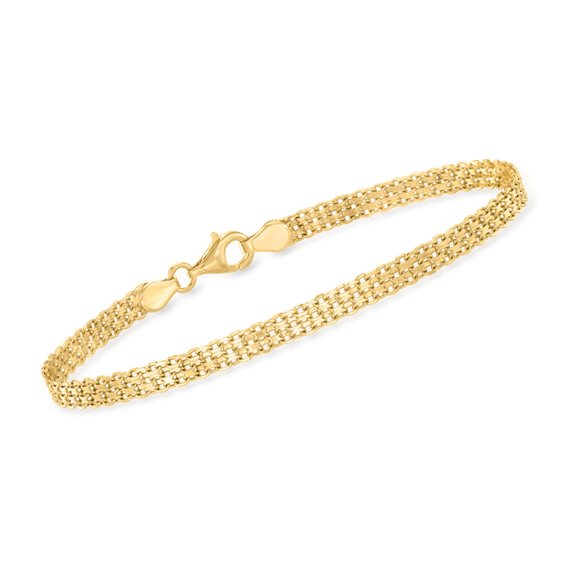 Gold over sterling Bismarck-link bracelet with matching clasp, 3.5mm links