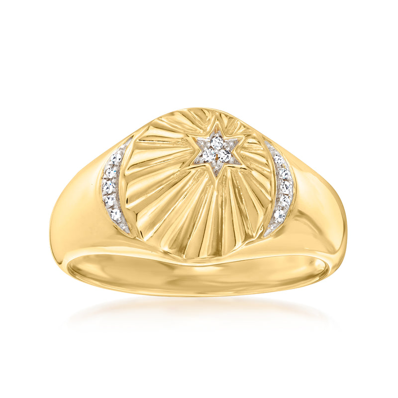 18kt gold over sterling starburst ring with diamond accents