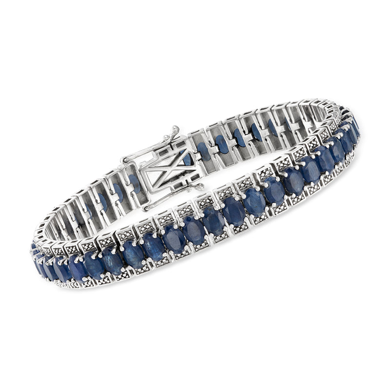 Sterling silver sapphire tennis bracelet with blue gemstone rows