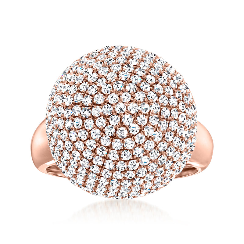14kt rose gold pave diamond sphere ring with shimmering round stones