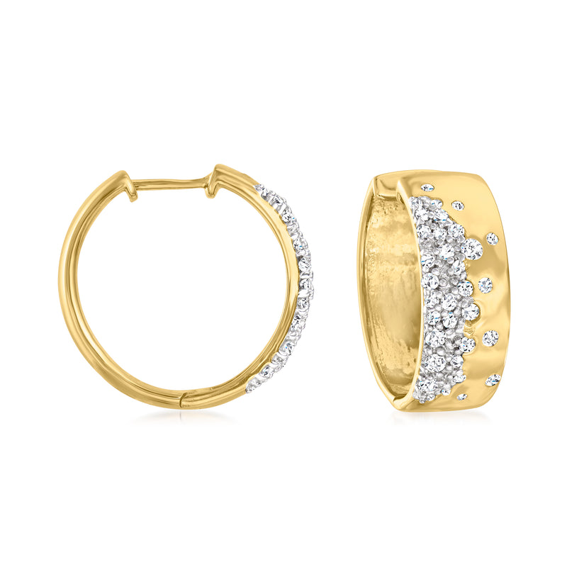 18kt gold over sterling hoop earrings with scattered diamonds