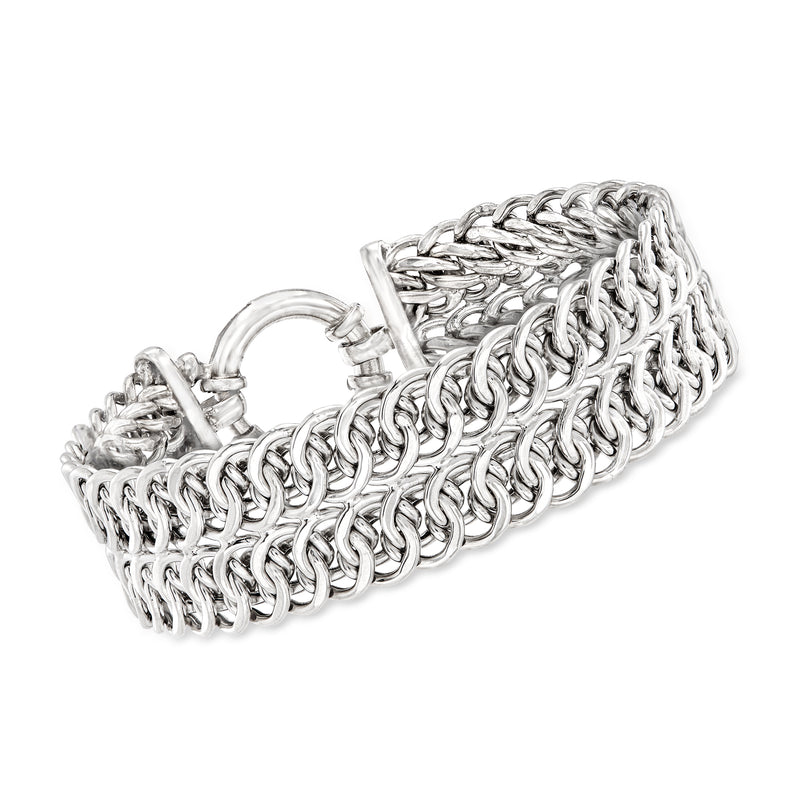Sterling silver double Cestina link bracelet with toggle clasp