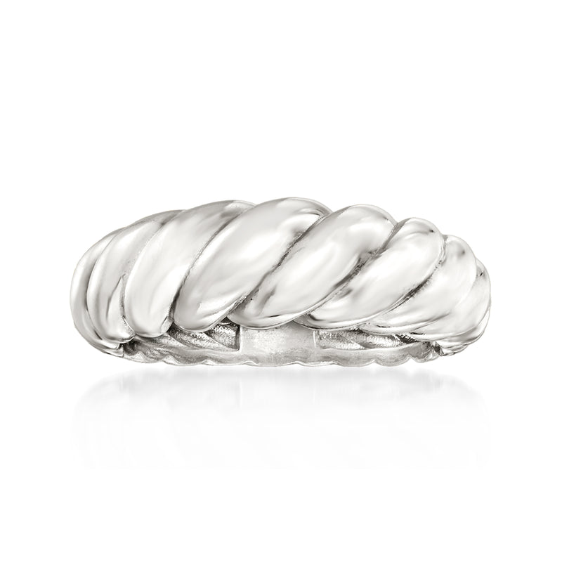 Sterling silver shrimp ring with braided textured band