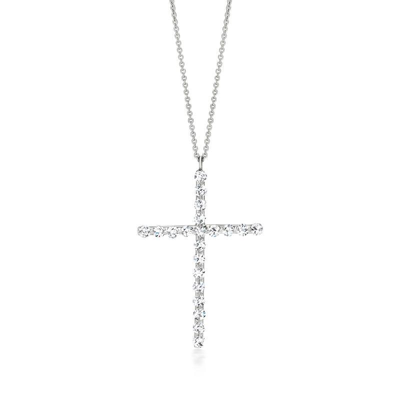 Diamond cross pendant necklace in 18kt white gold