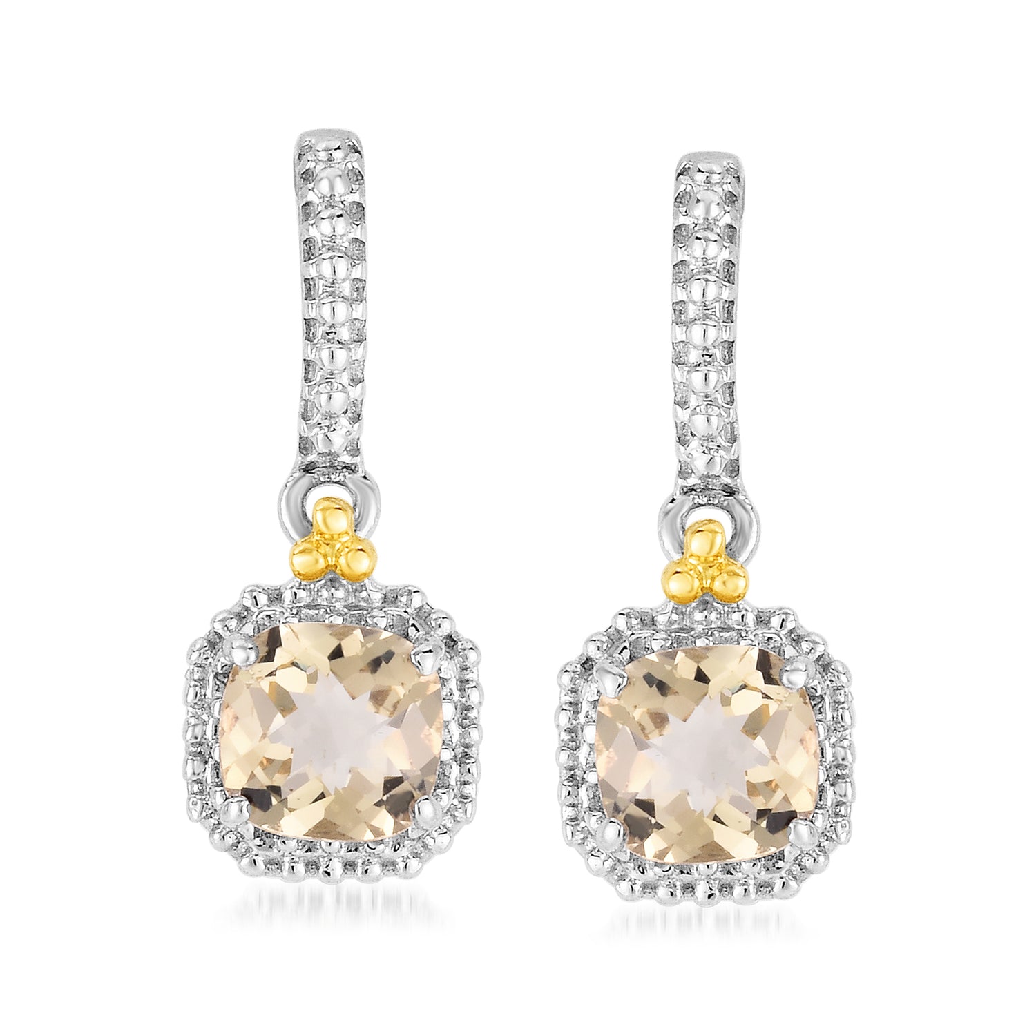 Phillip Gavriel "italian Cable" .72 Ct. T.w. Yellow Quartz Drop Earrings In Sterling Silver With 18kt Yellow Gold In Silver,gold