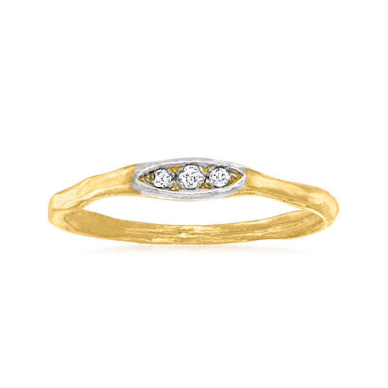 Gold over sterling ring with oval diamond-accented center bezel