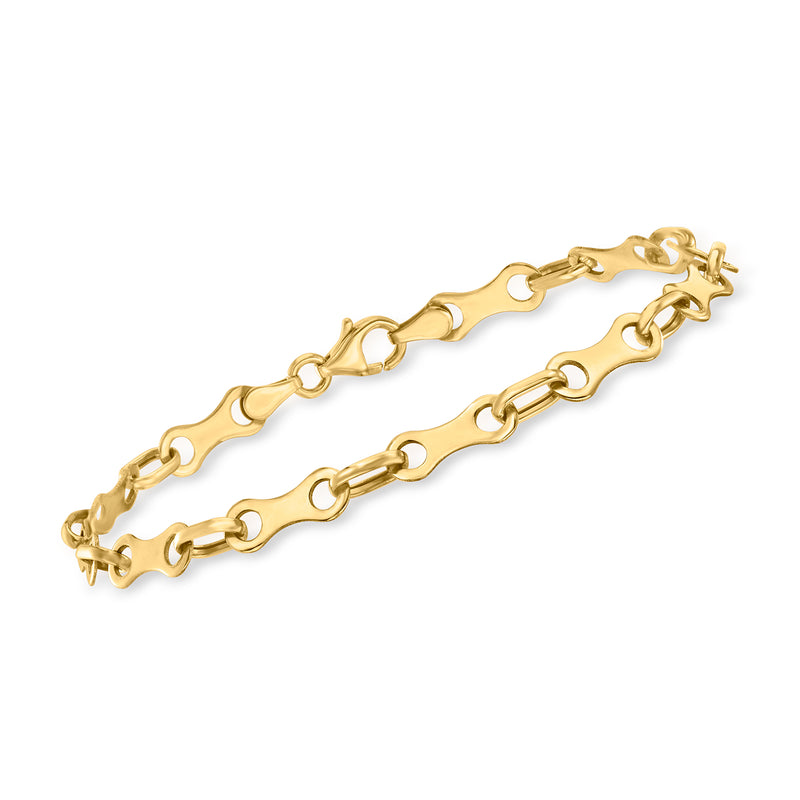 14kt yellow gold alternating-link bracelet with oval and bar links
