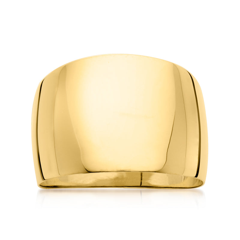 Wide dome 14kt yellow gold ring with smooth polished surface