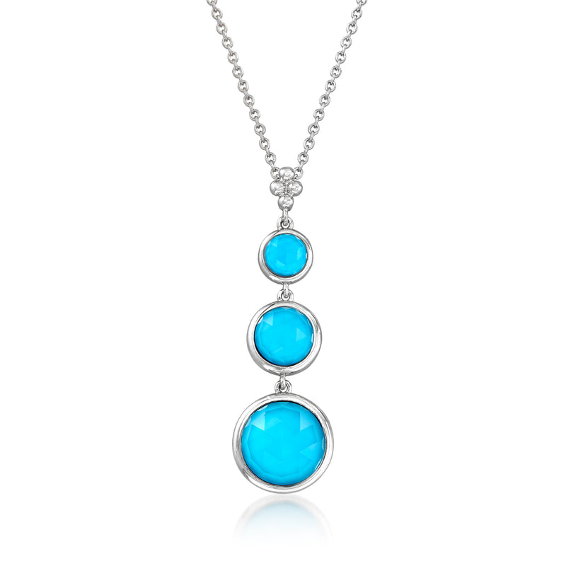 Sterling silver turquoise pendant necklace with three stacked round cabochons