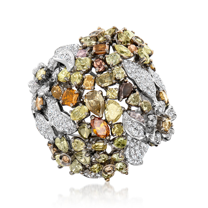 Multicolored diamond dome ring in white gold