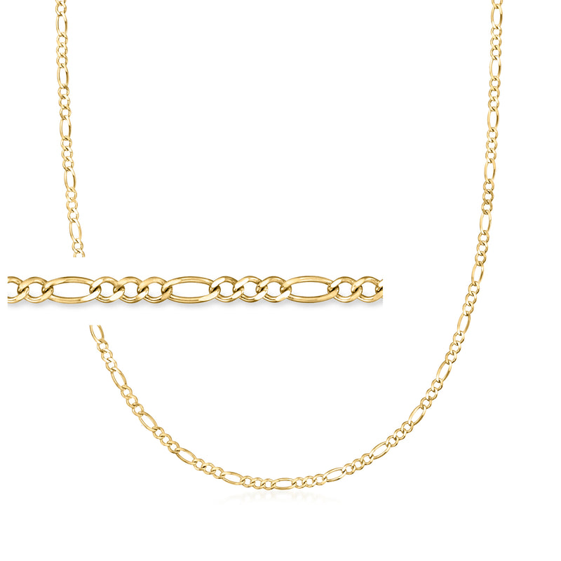 10kt yellow gold Figaro-link necklace with alternating oval and bar links
