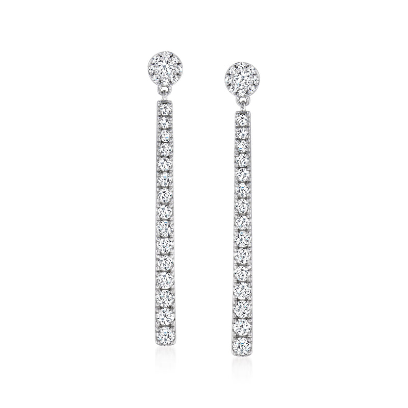 Diamond graduated linear drop earrings in sterling silver