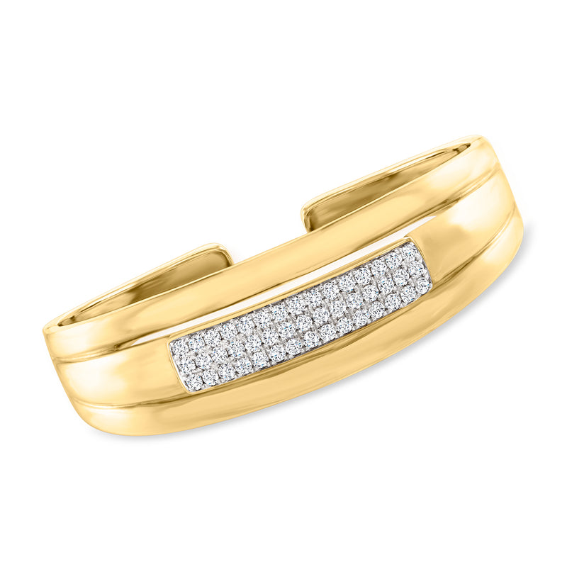 14kt yellow gold pave diamond cuff bracelet