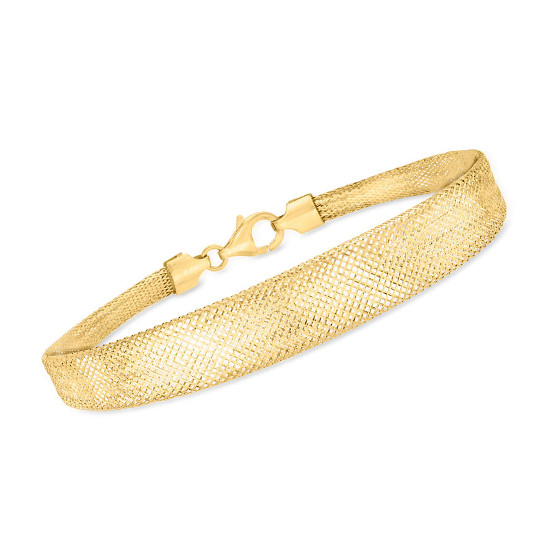Italian 14kt yellow gold graduated mesh bracelet with lobster clasp