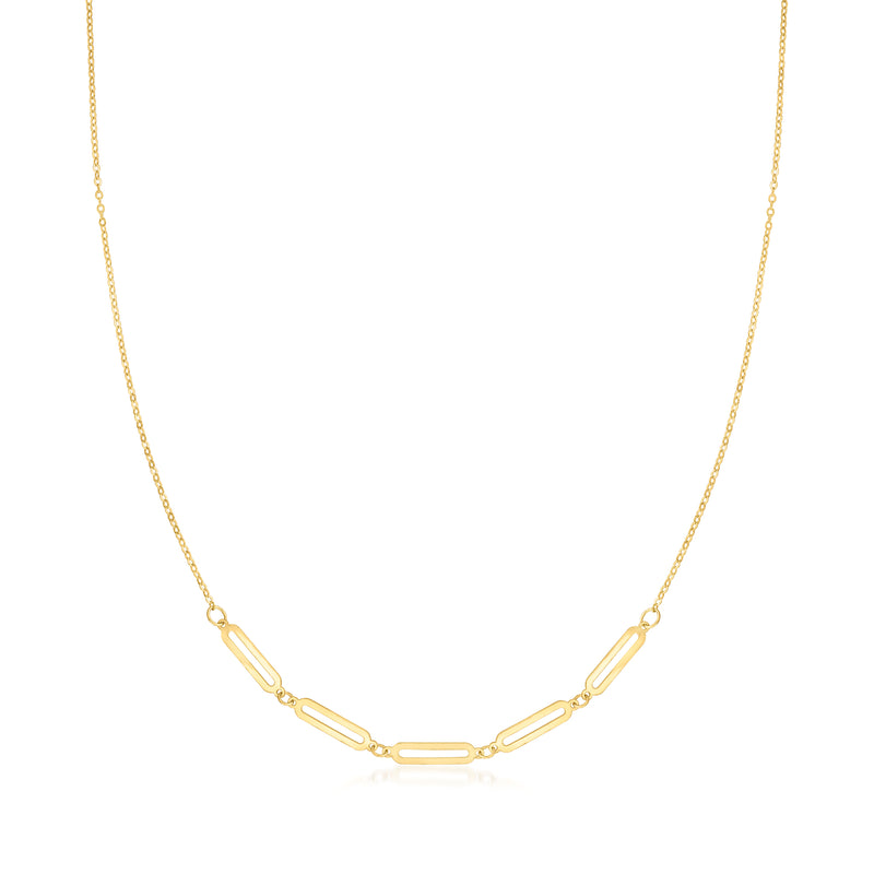 Yellow 14kt gold paperclip link chain necklace, small oval links