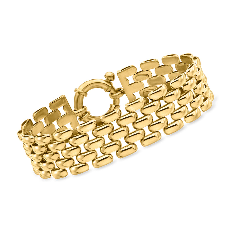 Italian 18kt gold over sterling panther-link bracelet with linked cuff design