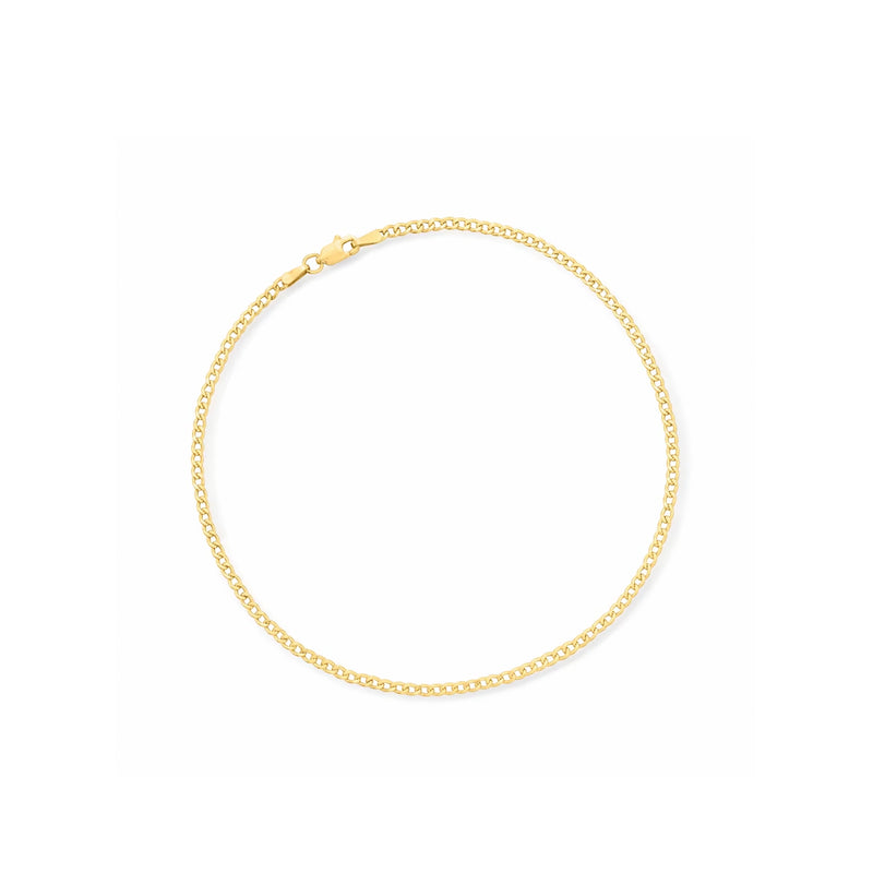 Yellow gold curb-link anklet, linked chain circle with no clasp detail visible