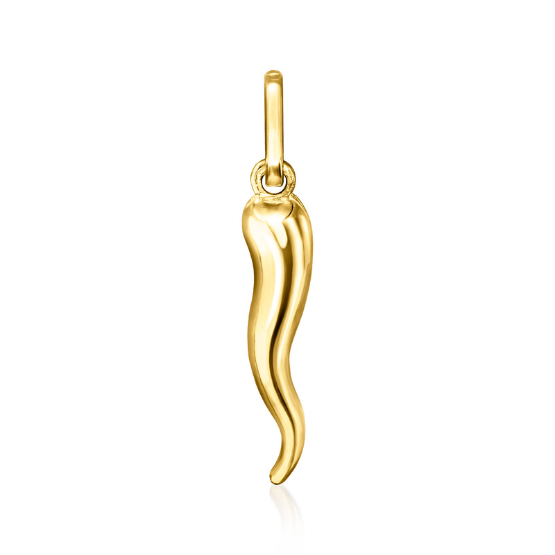 14kt yellow gold horn pendant with bail, polished shine
