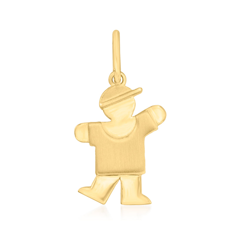 14kt yellow gold boy with hat pendant with loop bail