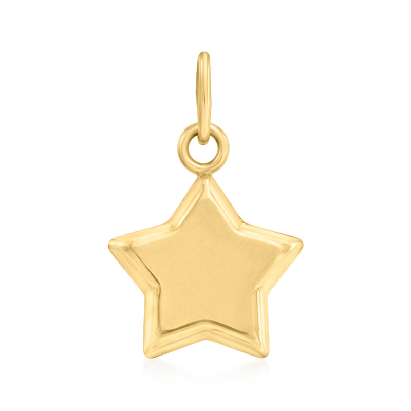 14kt yellow gold puffed star pendant with top loop bail