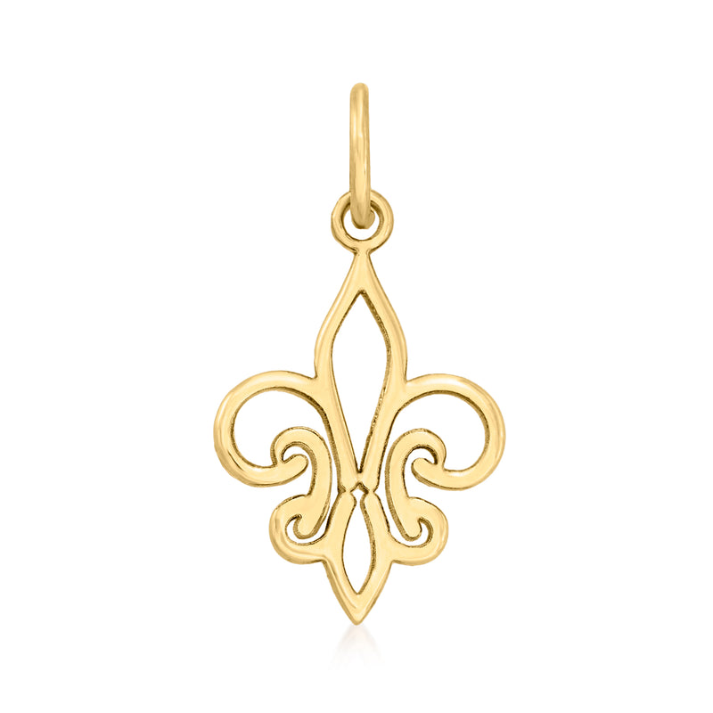 14kt yellow gold fleur-de-lis pendant with loop bail