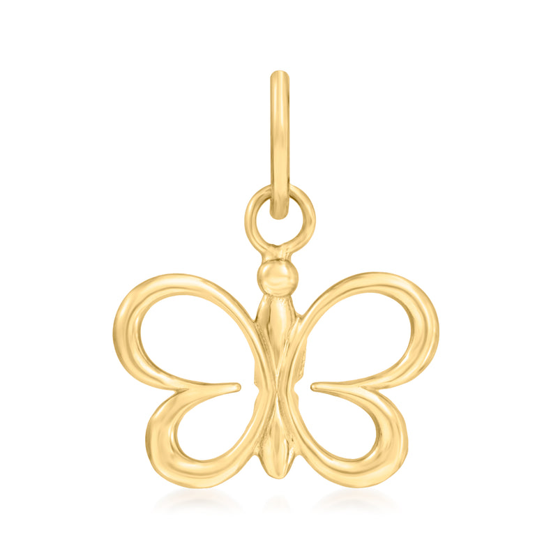 14kt yellow gold butterfly pendant with round bail