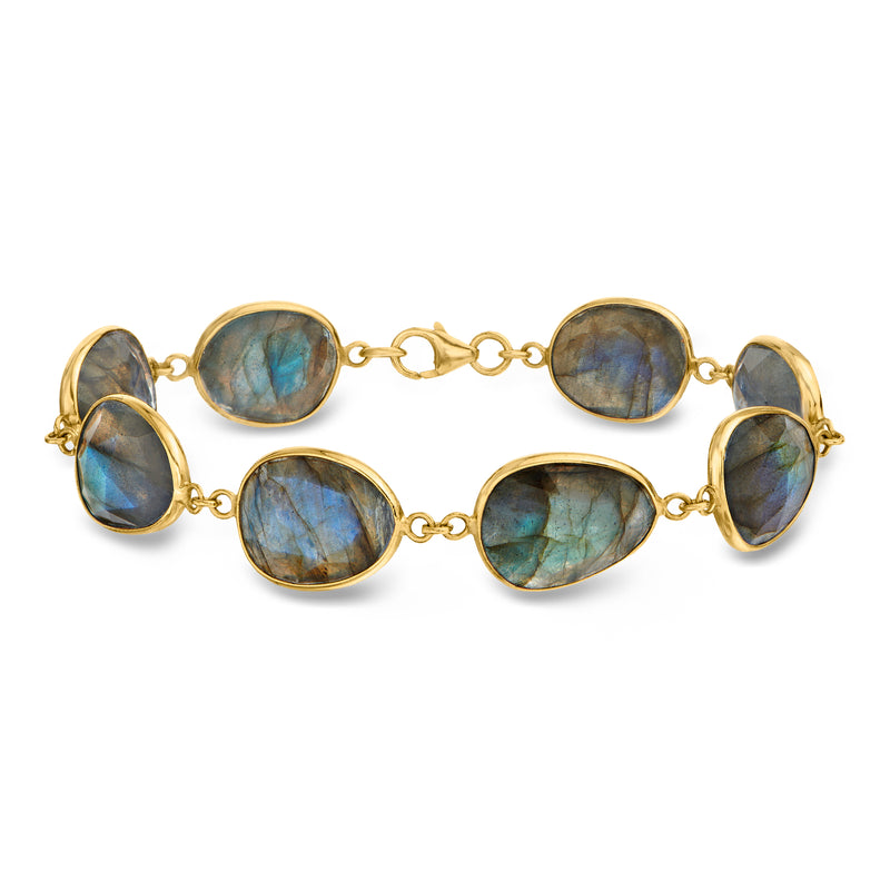 18kt gold over sterling bracelet with oval labradorite station stones