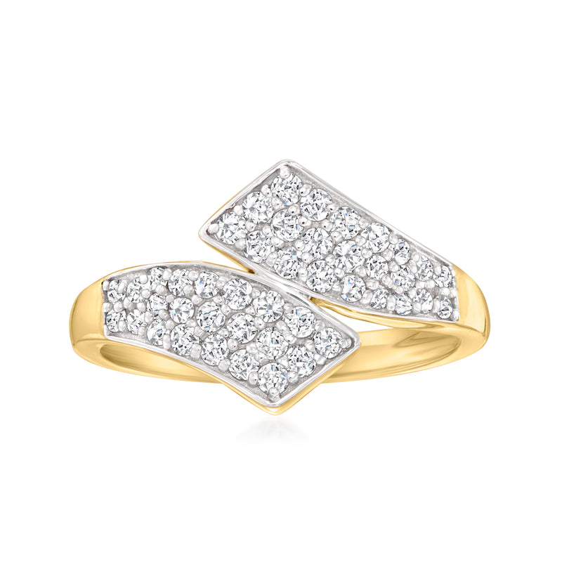 Pave diamond bypass ring in 10k yellow gold