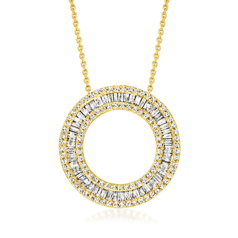 Diamond eternity circle pendant necklace in gold over sterling