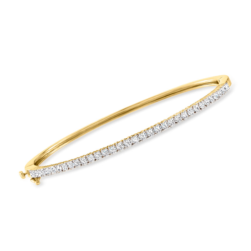 Diamond bangle bracelet in gold over sterling with pavé-set stones